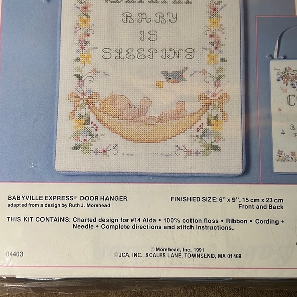 Counted Cross Stitch kit Baby Collection door hanger vintage made in USA - Picture 5 of 5